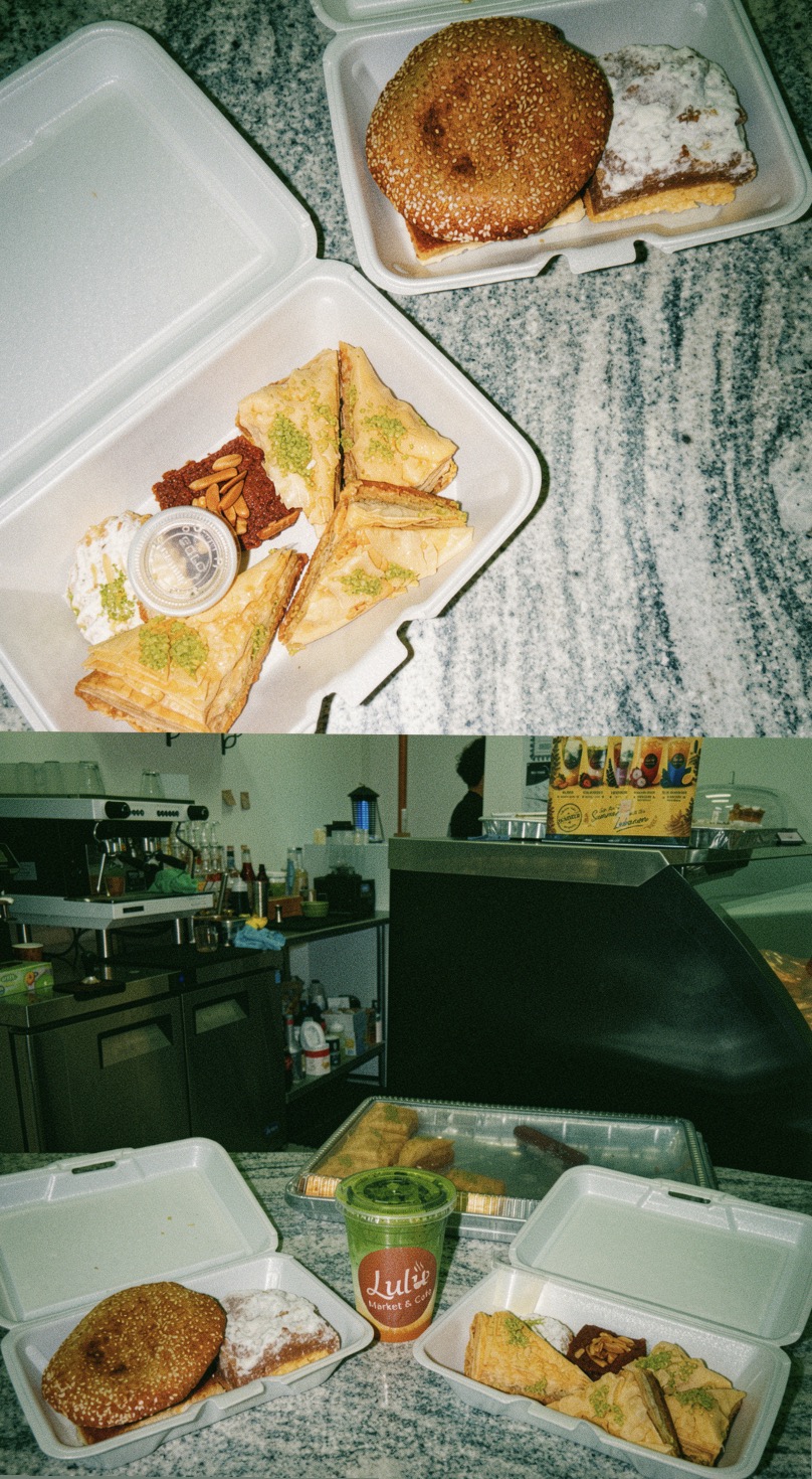 Fresh baklava and Lebanese sweets to-go boxes at Lulu