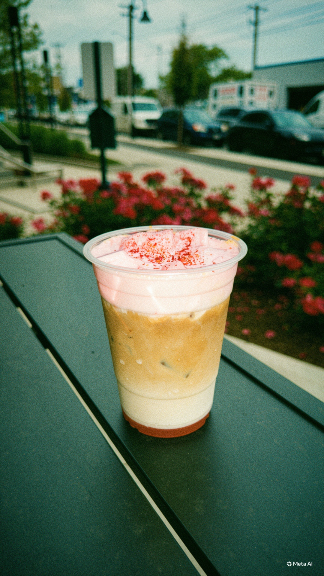 Strawberry rose latte